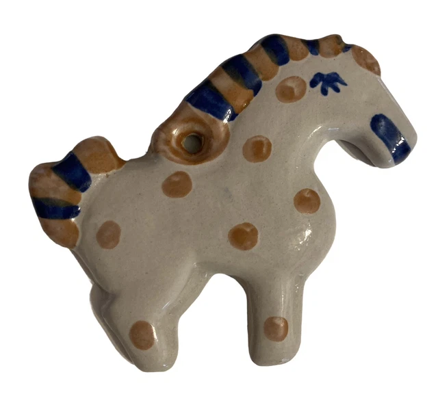 MA HADLEY ORNAMENT Pottery Hand Painted Horse Wall Decor Polka Dot 27.