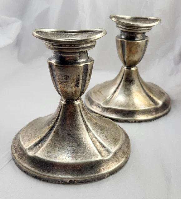 Pair of OLD Antique Silver Candle Stick Holders 830.5 Castle Marks H.J.