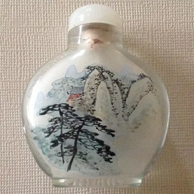 ~ Vintage Inside Reverse Painted Chinese Snuff Bottle Glass