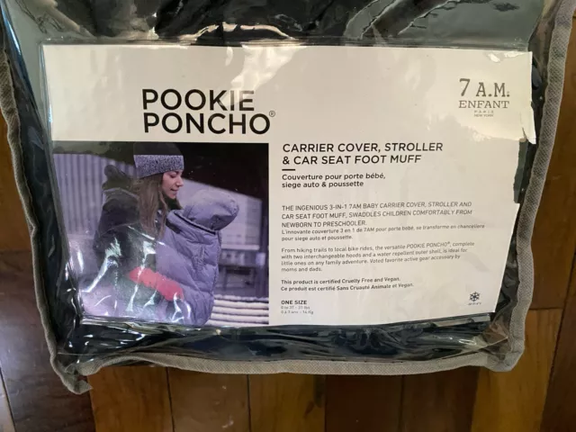 7AM Enfant Pookie Poncho, Navy - Warm Cover For Baby Carrier, Car Seat, Stroller