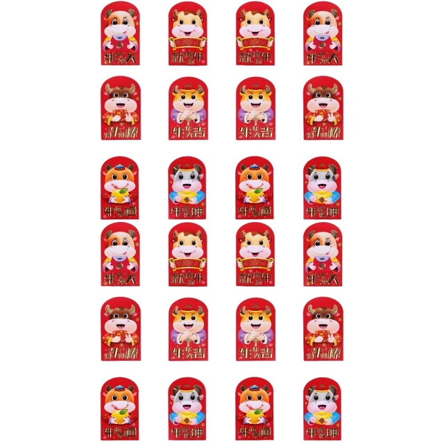 48 pcs Chinesischen Neue Jahr Cartoon Geld Taschen Rot Pakete