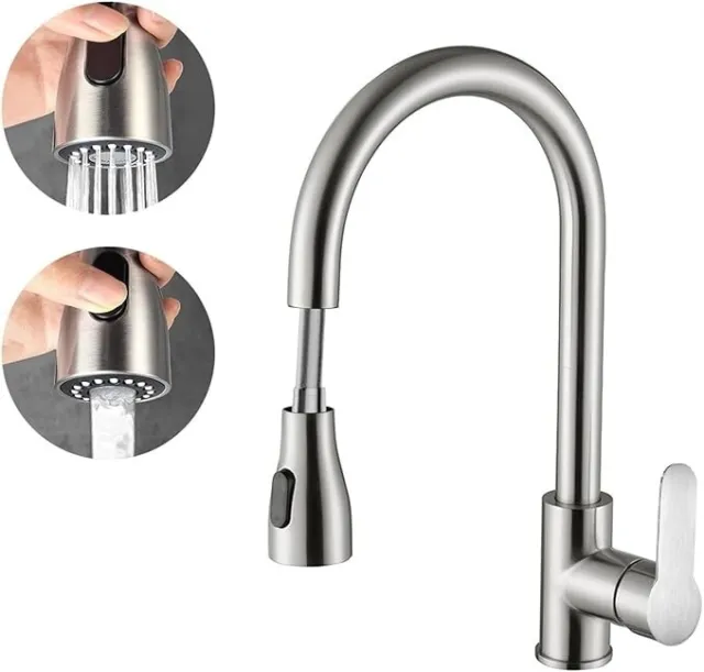 Kitchen Taps with Pull Out Spray - Single Handle Swivel Lever 360 Degree Movable