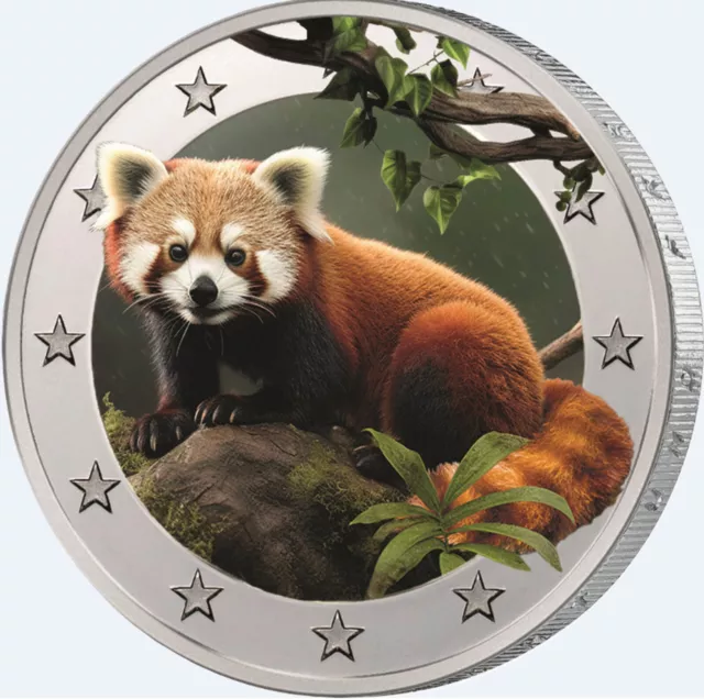 2 Euro Farbmünze "Roter Panda" - 2 Euro coloured coin - bankfrisch
