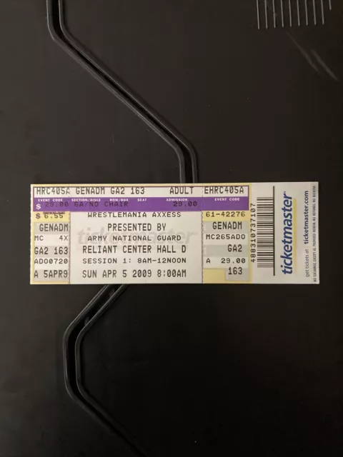 WWE WrestleMania AXXESS Ticket 2009 Sunday April 5th *RARE*