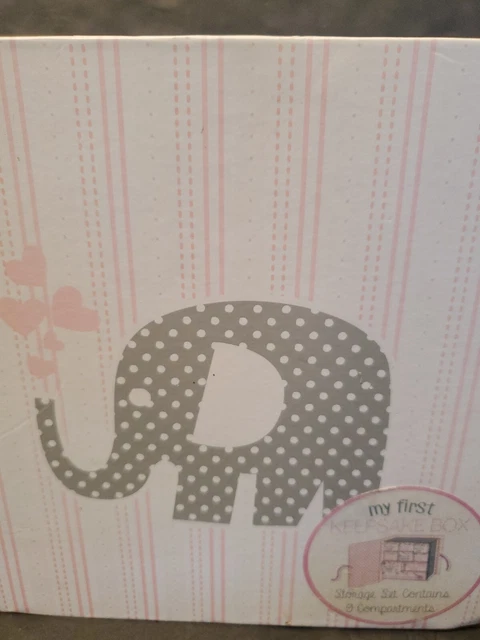 My First Keepsake Box For Baby Girls- Storage Set of 9 Compartments Elephant
