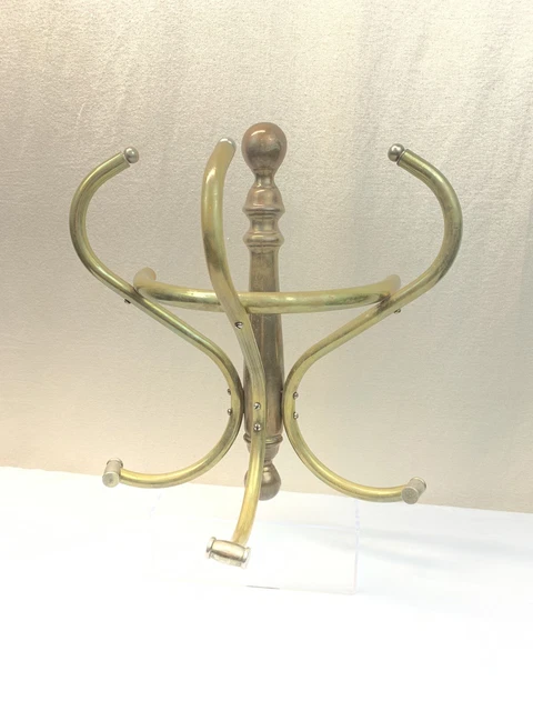 Vintage Brass Barbershop Wall Mounted Coat Hat Rack 6 Hooks Iconic Coat Hanger
