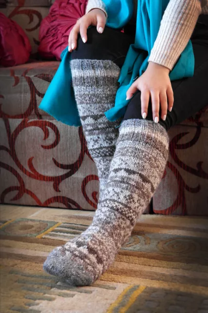 Natural colors Woolen Knee High Socks, Christmas gift socks for sale, Hand knit