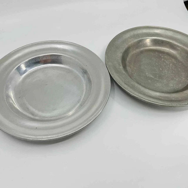 Set 2 York Metalcrafters Colonial Pewter Shallow Soup Salad Bowl Plates 9” TD1