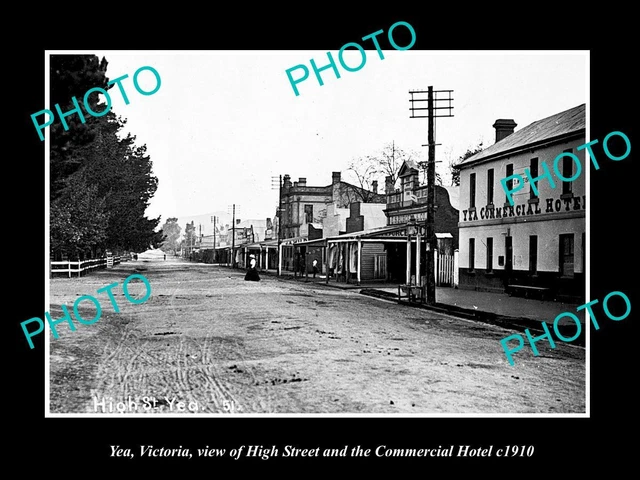 OLD LARGE HISTORIC PHOTO OF YEA VICTORIA VIEW OF THE HIGH STREET STORES c1910 1