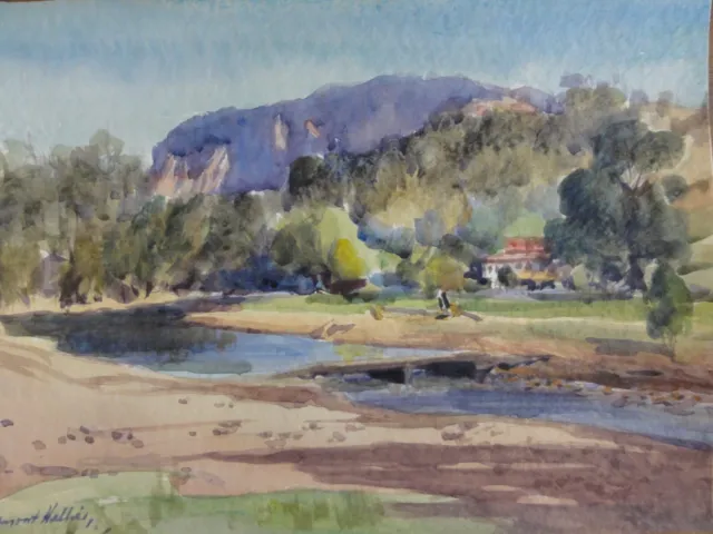 Original Watercolour By Dermont Hellier 1993 Unframed Australian River Scene