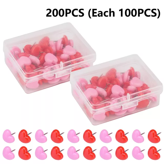 200pcs Picture Home School For Bulletin Board Heart Shaped Sturdy Cute Push Pins