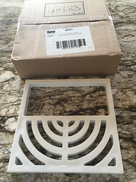 Oatey 42751  9 3/16" x 9 3/16" x 3/4" Pvc, Floor,  Sink Half Top Grate