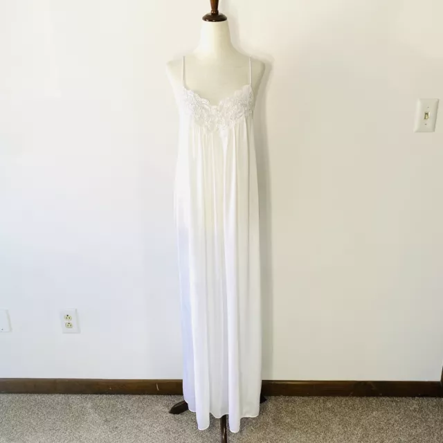 Vintage Inner Most slip dress ivory white nylon lace accent nightgown lingerie