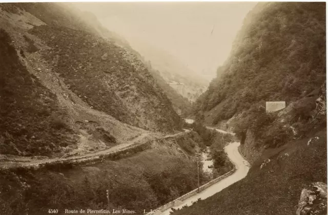 France, la route de Pierrefitte les Mines Vintage albumen print Tirage albumin