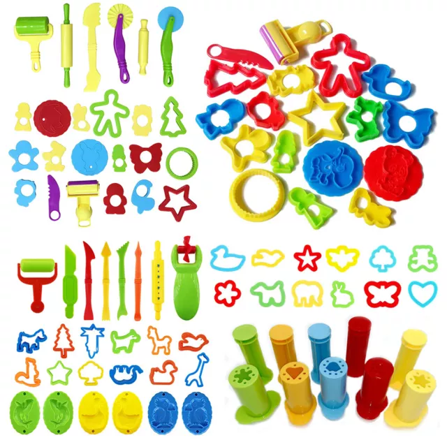 Multiple Pcs Pack Dough Tools Set for Kids Various Plastic Molds Assorted Colors