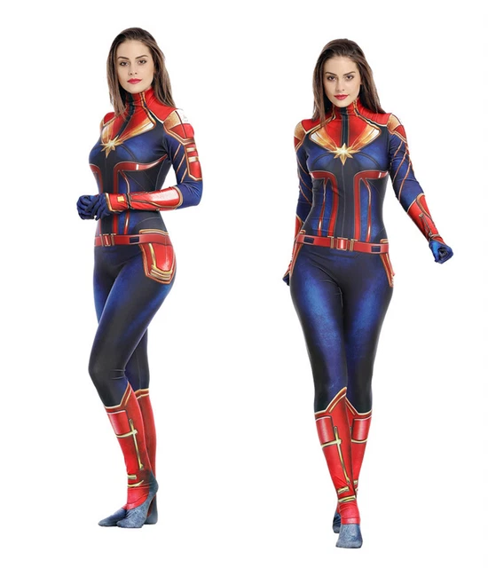 Captain Marvel Jumpsuits Adult/Kids Zentai Bodysuit Cosplay Costumes Suit Hallow