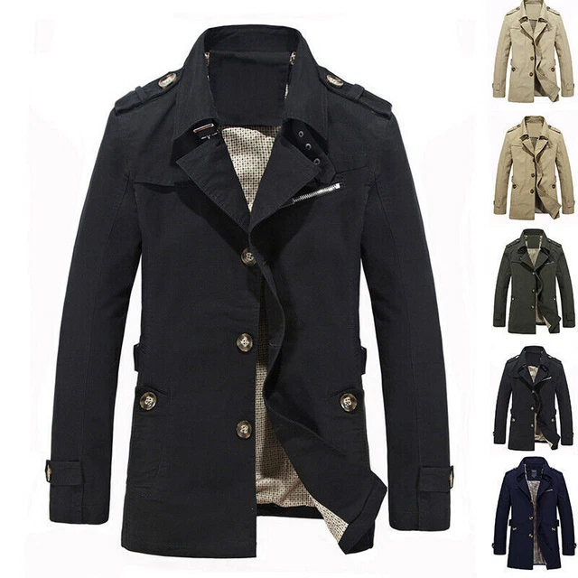 Fashion Men's Winter Slim Trench Coat Long Suit Jacket Overcoat Outwear S-5XL