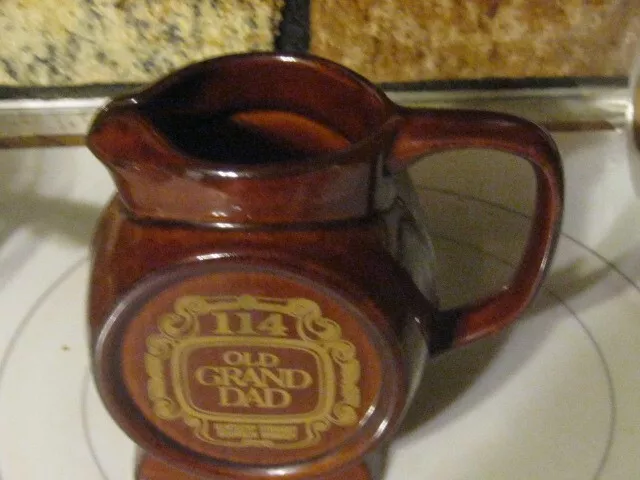 114 Old Grand Dad Kentucky Bourbon Whisky Brown Pitcher Jug Barrel Shaped