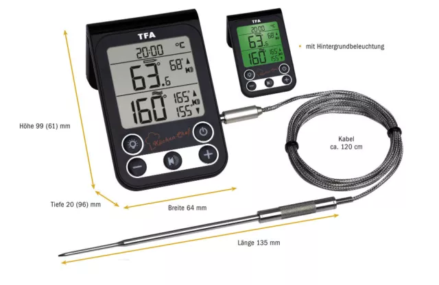 TFA 14.1512.01 Küchen Chef Grill- Bratenthermometer digital Einstichthermometer 3