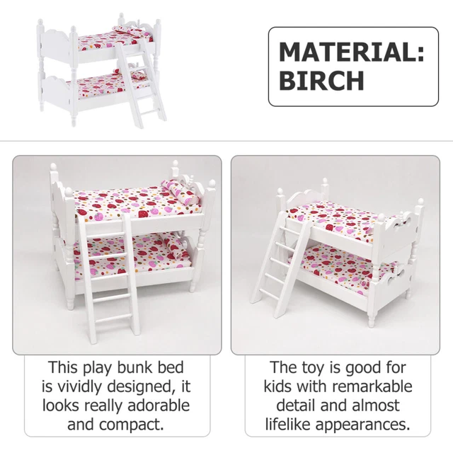 MINI DOLL HOUSE Wooden Bunk Bed Furniture Dollhouse Ornament Child £12.
