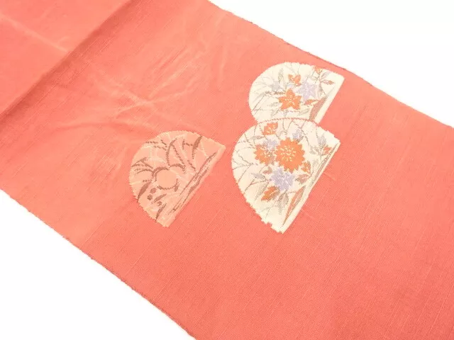 6882588: Japanese Kimono / Antique Nagoya Obi / Fushi Tsumugi / Woven Flower
