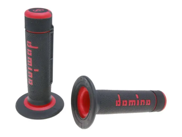 Griffe Satz Griffgummis Domino A020 Off-Road Halbwaffel schwarz / rot