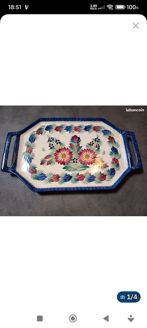 Grand plat breton ancien terrine Jaune Céramique - Vendu
