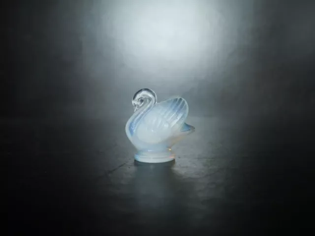 Cygne sabino en verre opalescent figurines sujet animalier  Etling Verlys 3