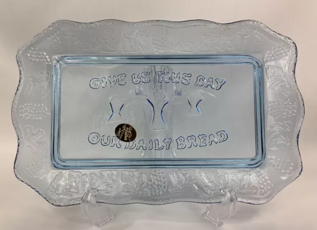 Tiara Exclusive Indiana Glass Ice Blue "Give Us This Day Our Daily Bread" Plate
