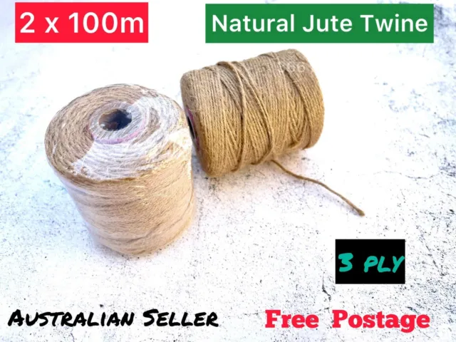 Brown Hemp Natural Jute Rope Twine Sisal String Cord Gift 2x100m | 200m | 3 Ply