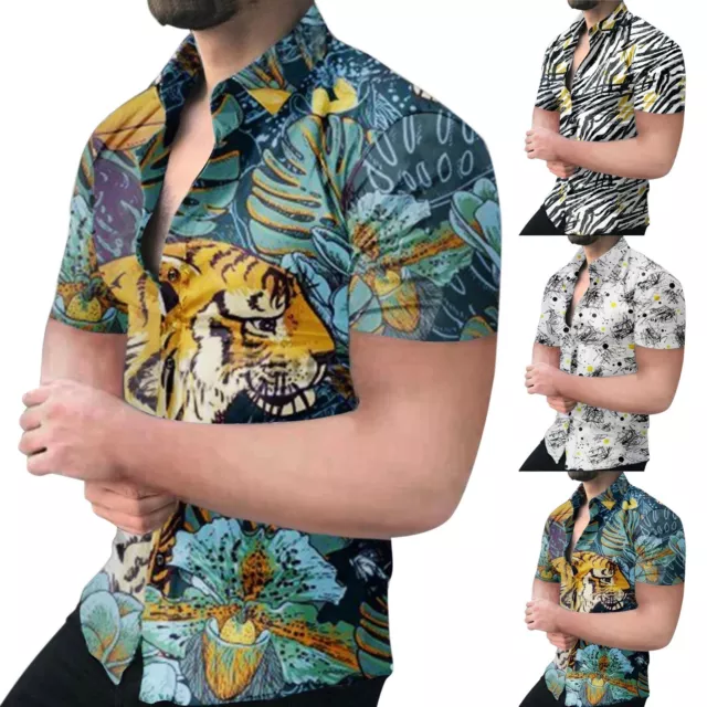 Men's Spring And Summer Printed Casual Lapel Large Size Beach Holiday  Short 2