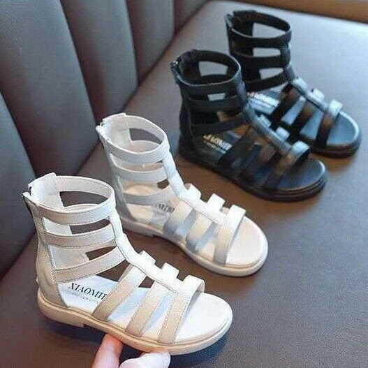 Toddler Infant Kids Baby Girls Summer Princess Roman Shoes Open Toe Zip Sandals.