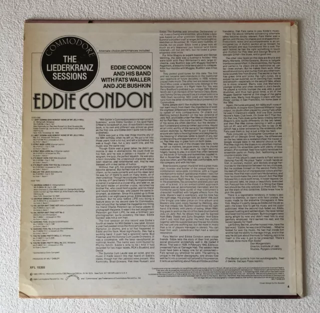 Eddie Condon ~ The Liederkranz Sessions ~ 1980 Us 15-Track Mono Vinyl Lp Schallplatte 2