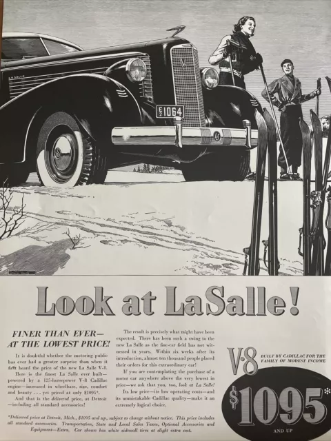 1937 Vintage Cadillac Automobile Print Ad￼, Now Look At LaSalle