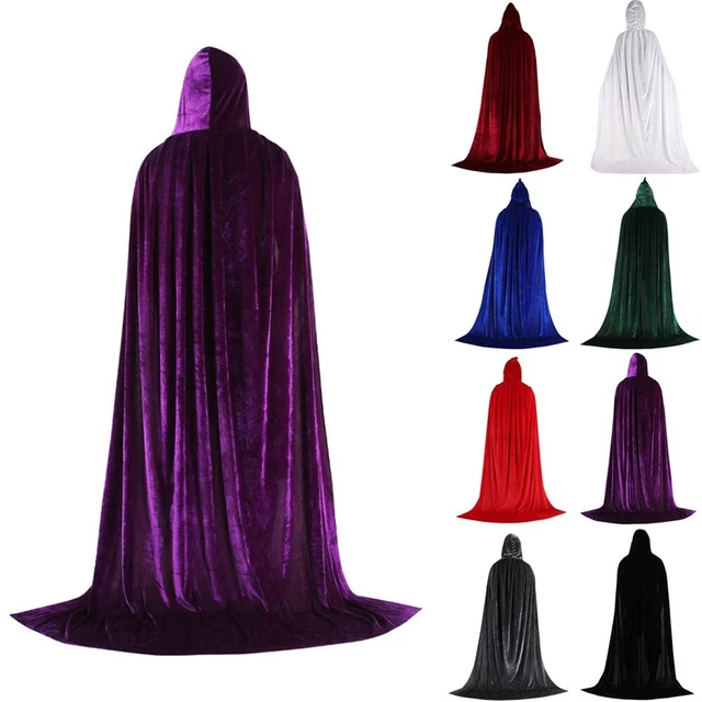 Elegante mantello Halloween bambini adulti medievale cappotto con cappuccio strega