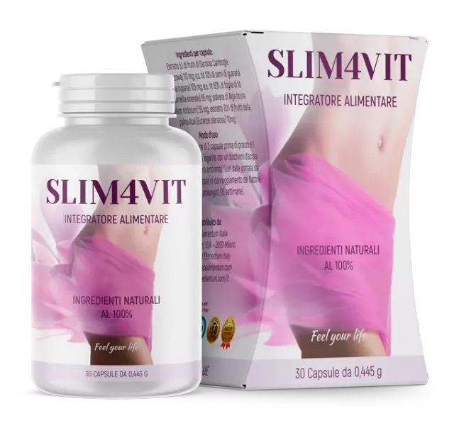 SLIM4VIT Garcinia Cambogia + Seme di Guarana + Foglia di tè Verde 30 capsule