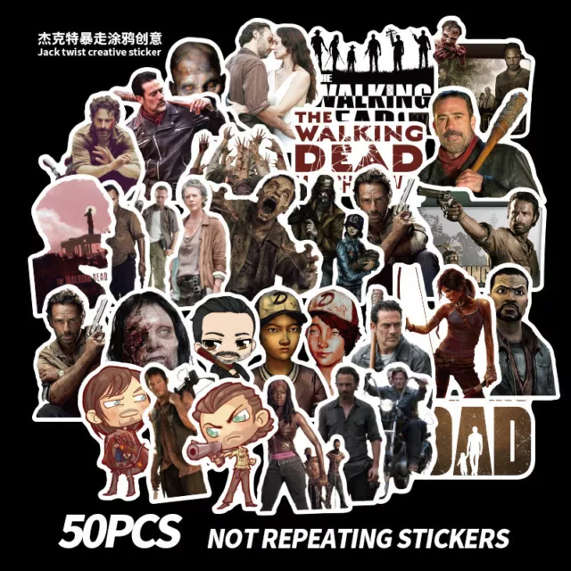 The Walking Dead Waterproof Vinyl Decal Stickers Laptop Bottle Phone Case 50PCS