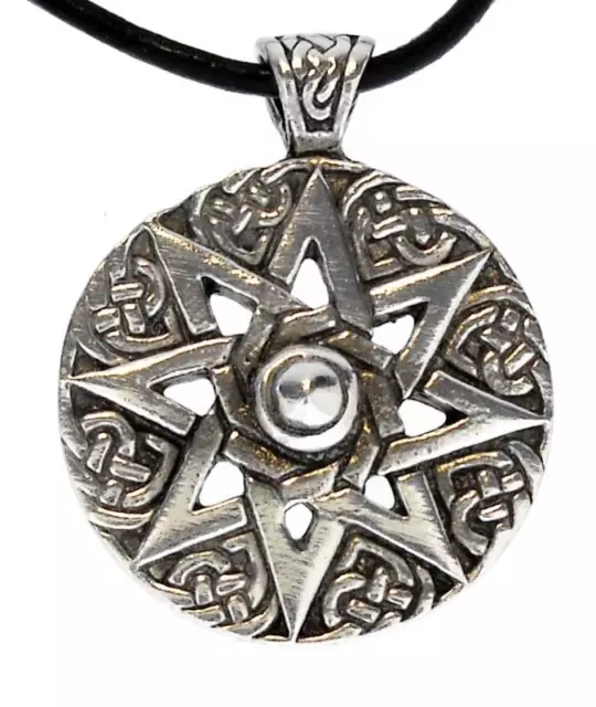 WHEEL OF LIFE Pewter Pendant Leather Necklace Surfer