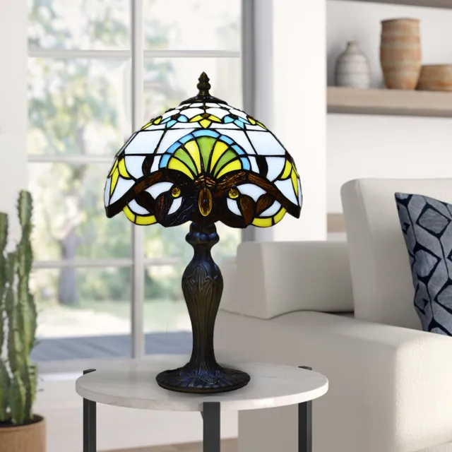 Tiffany Style Table Lamp Stained Glass Handcrafted Art Bedside Light Desk Lamp