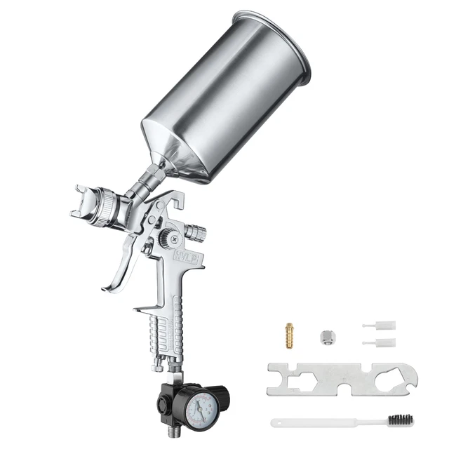 2.5 mm HVLP Spray Gun Auto Paint Gravity Feed w/ Gauge Metal Flake Primer Nozzle