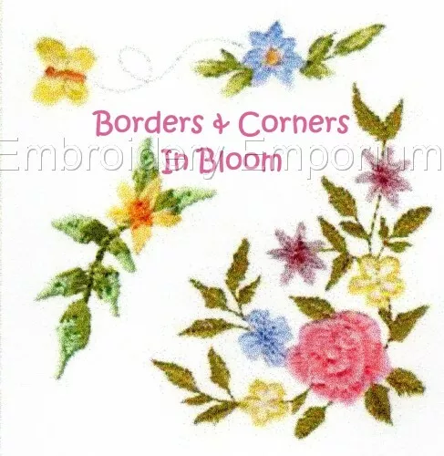 Borders & Corners In Bloom Collection - M/C Embroidery Designs On Cd/Usb 4X4 5X7