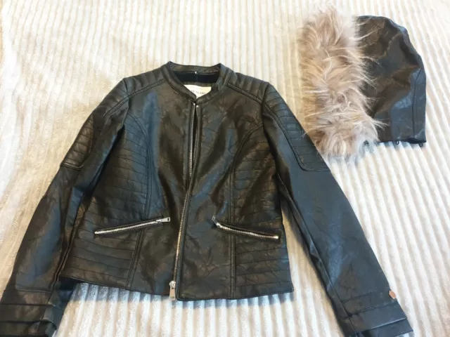 River Island Leather Jacket With Detachable Hood Age 11