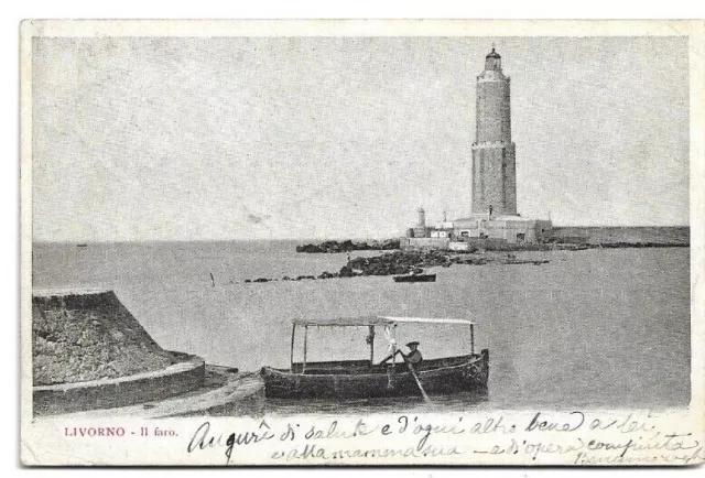 CARTOLINA DI LIVORNO, IL FARO viaggiata 1903