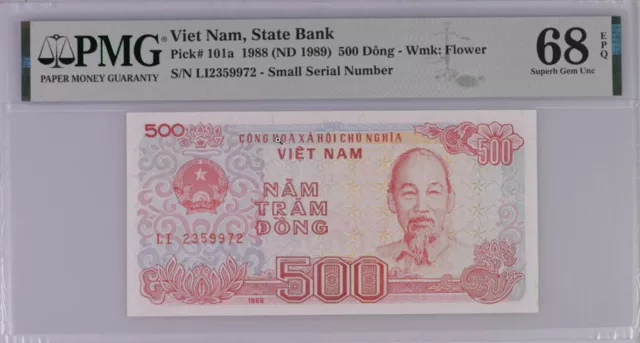 Vietnam 500 Dong 1988 ND 1989 P 101 a Superb Gem UNC PMG 68 EPQ