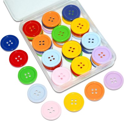 SUNTATOP 200 Pezzi Bottoni di Resina 2 Fori per Cucito Fai da Te Decorativo 10mm/15mm/20mm,Bianco 