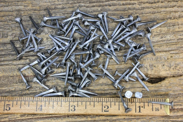 3/4” square NAILS 200 quantity round small flat head brad vintage antique style