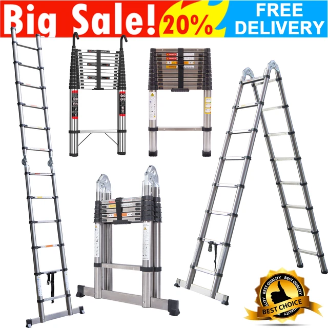 Scala Telescopica In Acciaio Pieghevole Portatile Estensibile Multiuso 150 Kg