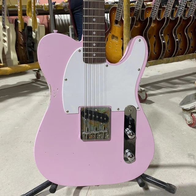TL 6 strings Pink  Electric Guitar Rosewood Fingerboard white pickguard