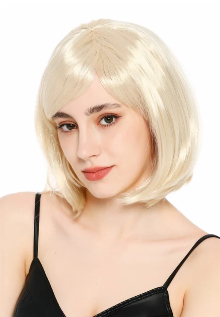 Perruque Femme Courte Bouclée Châtain Cuivré Méché Blond – Synthétique, Bonnet Large