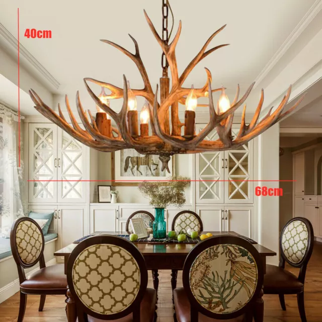 6 lampade a corna head antler resina retrò fiammeggiante lampadario decorazione attacco lampadario